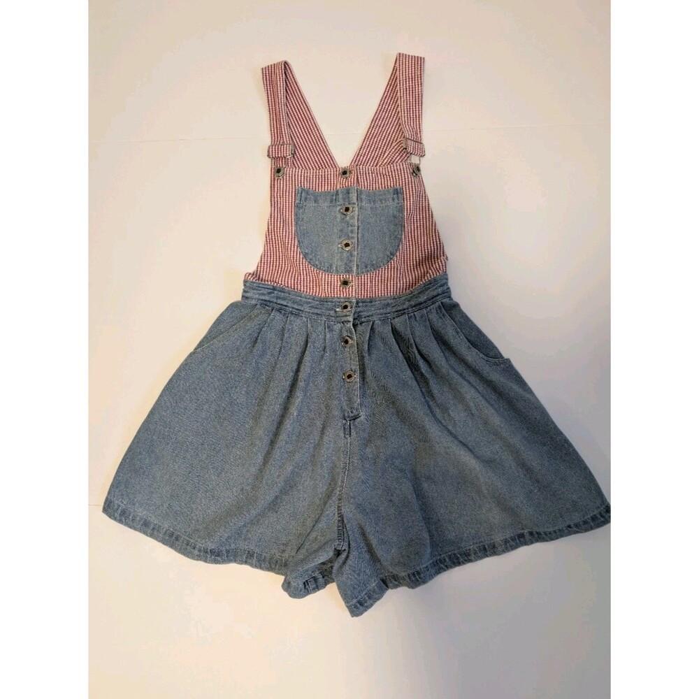 Vintage Tickets Clothing Red Gingham Overalls Size 7/8 Kids Juniors Fits XS/S P